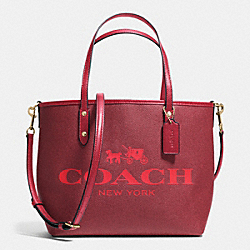 COACH F36588 Small Metro Tote In Coated Canvas IMITATION GOLD/RED