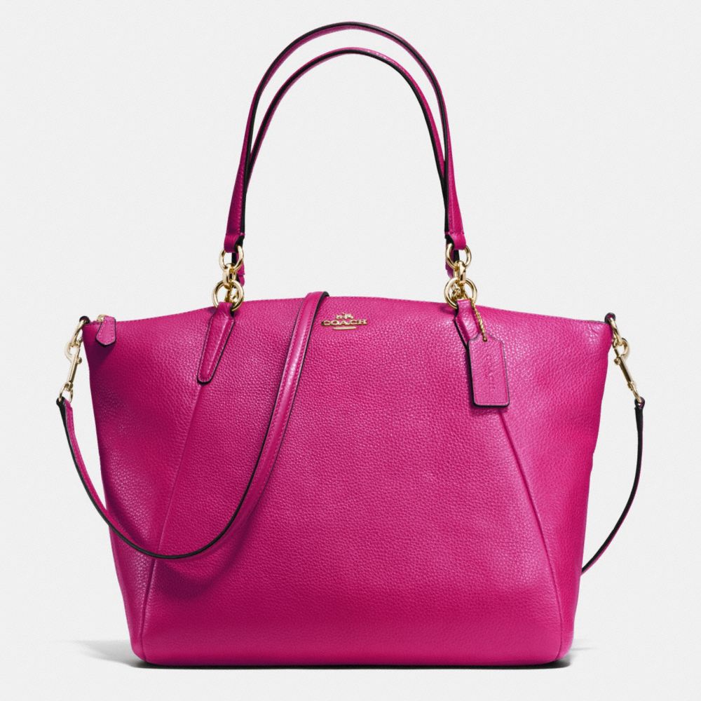 COACH F36591 Kelsey Satchel In Pebble Leather IMITATION GOLD/CRANBERRY
