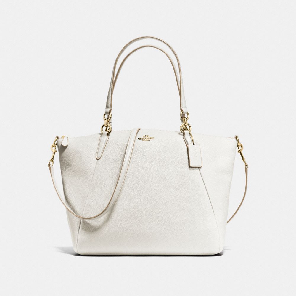 KELSEY SATCHEL IN PEBBLE LEATHER - f36591 - IMITATION GOLD/CHALK