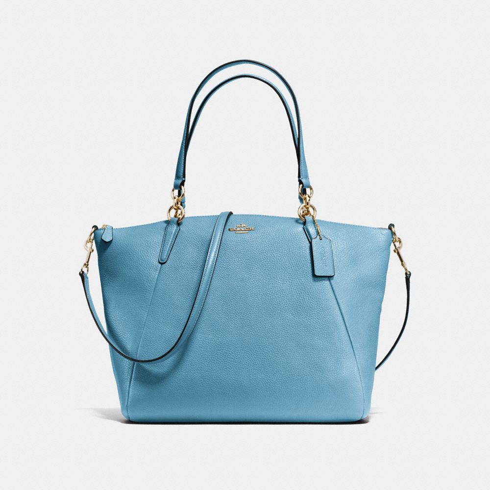 COACH F36591 Kelsey Satchel In Pebble Leather IMITATION GOLD/BLUEJAY
