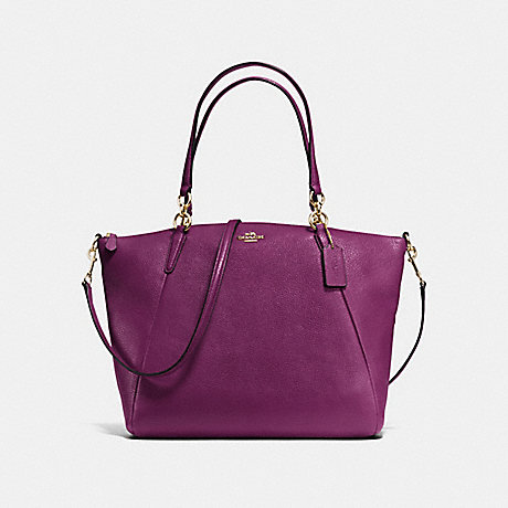 COACH KELSEY SATCHEL IN PEBBLE LEATHER - IMITATION GOLD/PLUM - f36591
