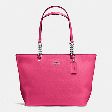 SOPHIA TOTE IN PEBBLE LEATHER - COACH F36600 - SILVER/DAHLIA