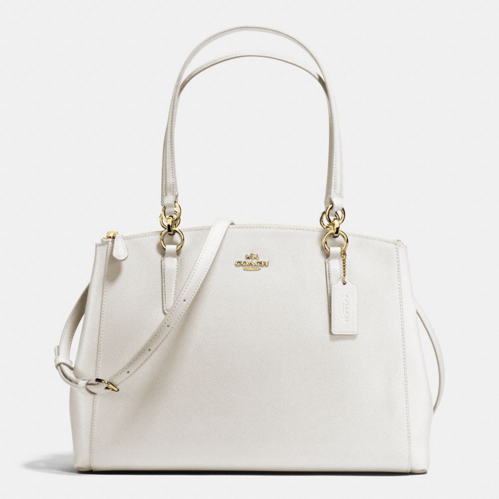 COACH CHRISTIE CARRYALL IN CROSSGRAIN LEATHER - IMITATION GOLD/CHALK - F36606