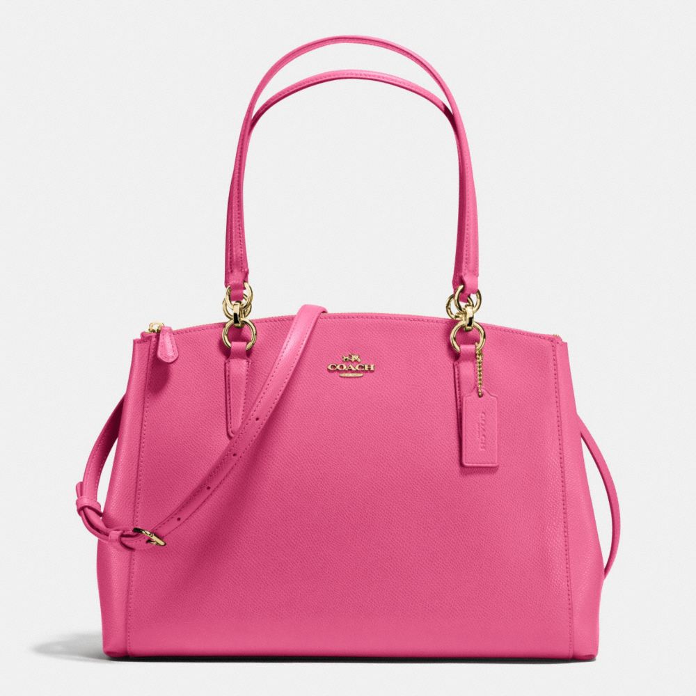 COACH CHRISTIE CARRYALL IN CROSSGRAIN LEATHER - IMITATION GOLD/DAHLIA - f36606