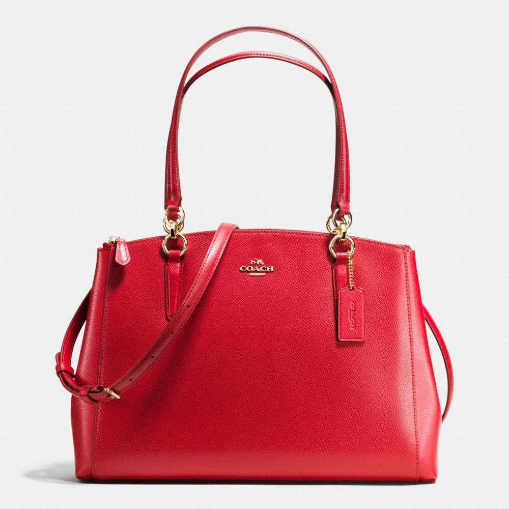 COACH F36606 Christie Carryall In Crossgrain Leather IMITATION GOLD/CLASSIC RED