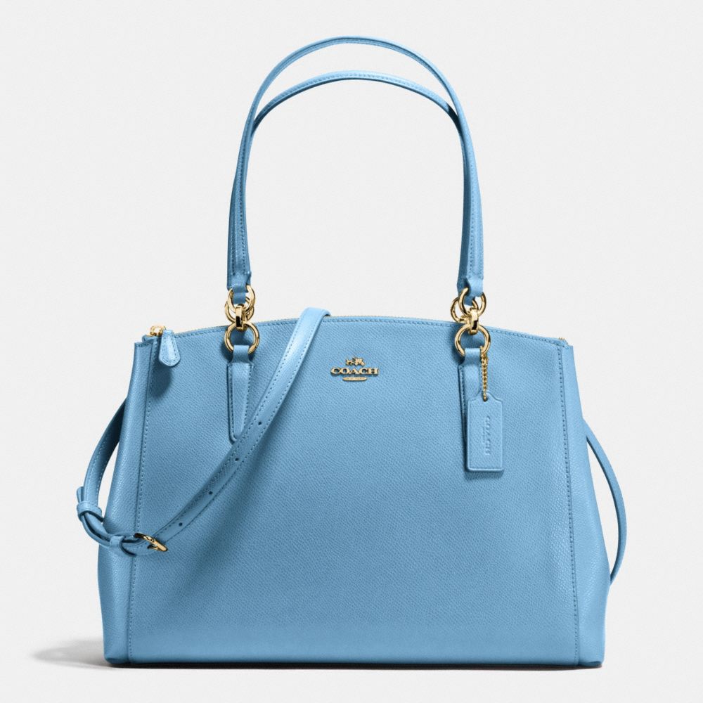 COACH CHRISTIE CARRYALL IN CROSSGRAIN LEATHER - IMITATION GOLD/BLUEJAY - F36606