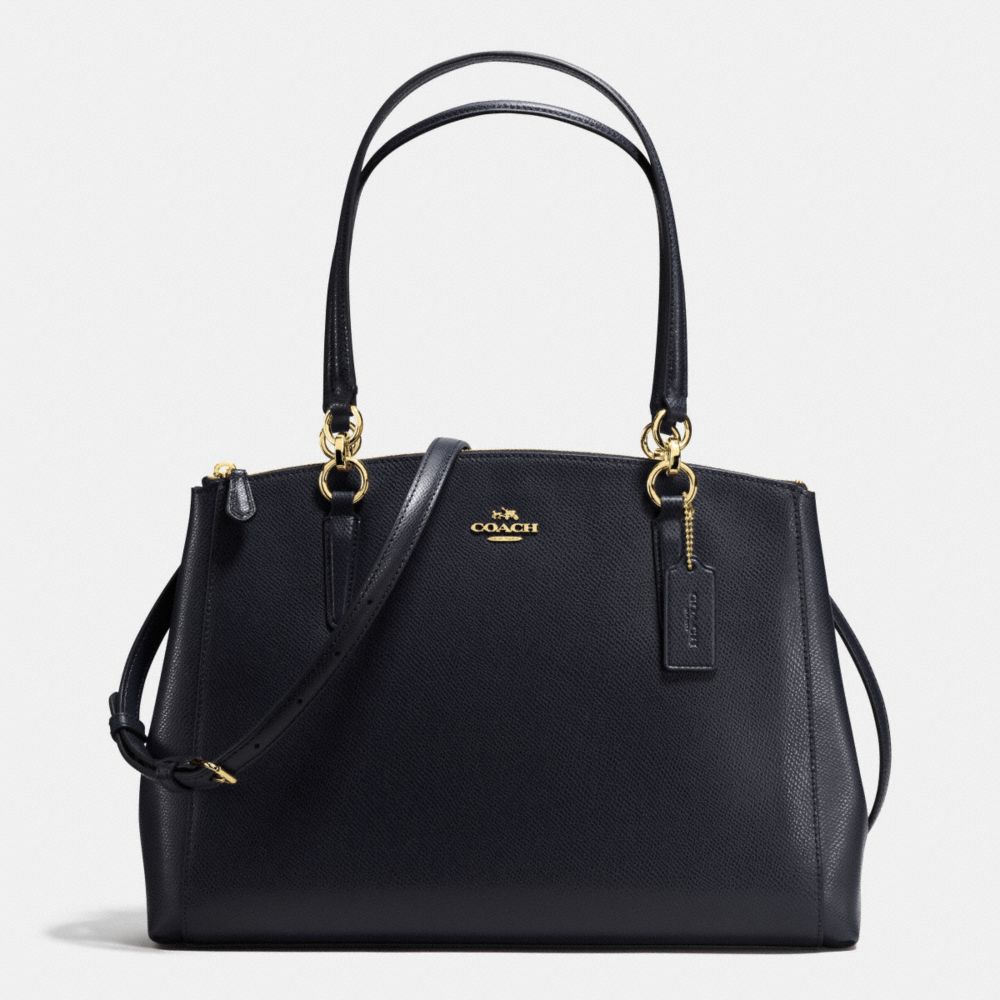 COACH F36606 - CHRISTIE CARRYALL IN CROSSGRAIN LEATHER IMITATION GOLD/MIDNIGHT