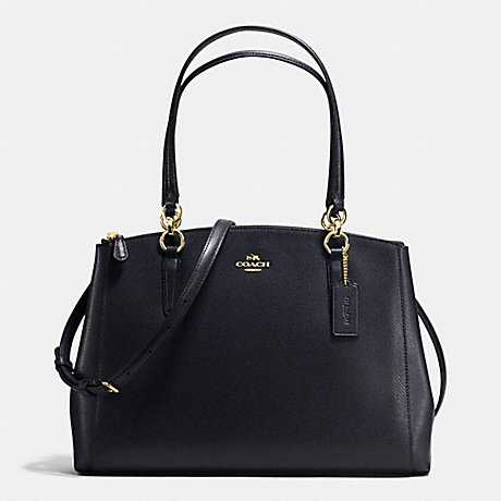 COACH F36606 CHRISTIE CARRYALL IN CROSSGRAIN LEATHER IMITATION-GOLD/MIDNIGHT