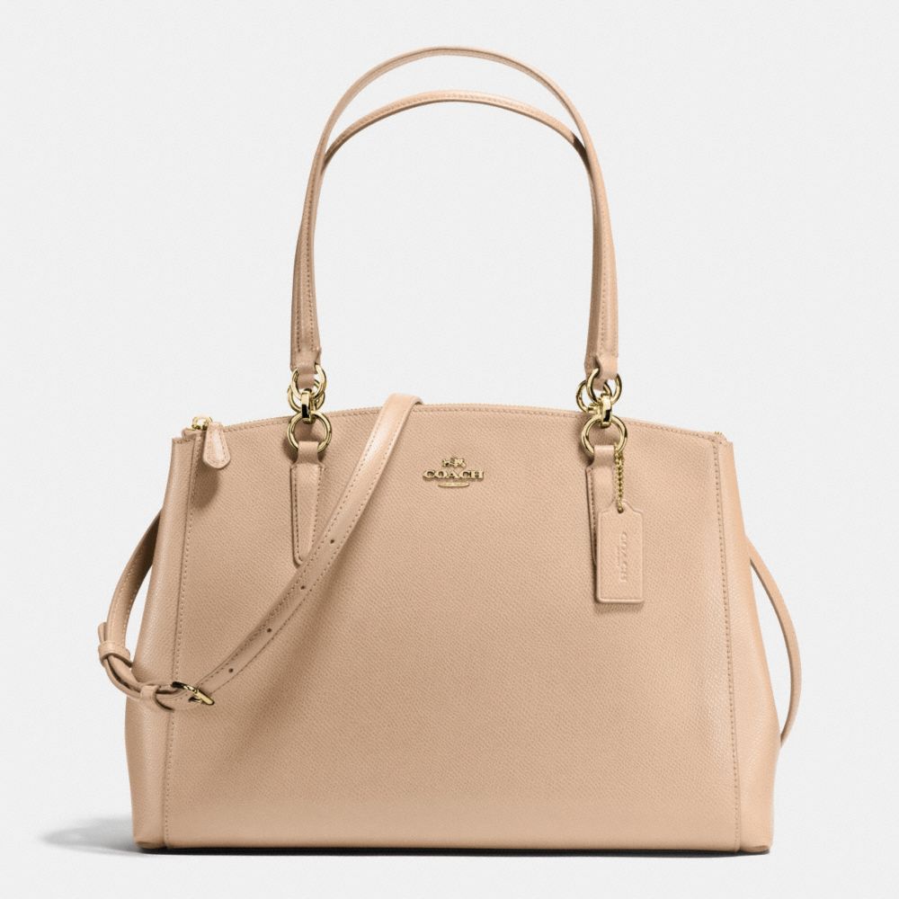 COACH CHRISTIE CARRYALL IN CROSSGRAIN LEATHER - IMITATION GOLD/NUDE - F36606