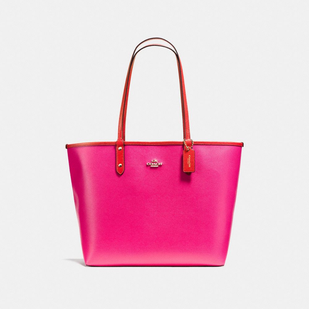 COACH F36609 REVERSIBLE CITY TOTE IN COATED CANVAS IMITATION-GOLD/CARMINE/PINK-RUBY