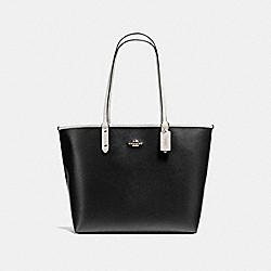 REVERSIBLE CITY TOTE IN COATED CANVAS - COACH f36609 - IMITATION GOLD/BLACK