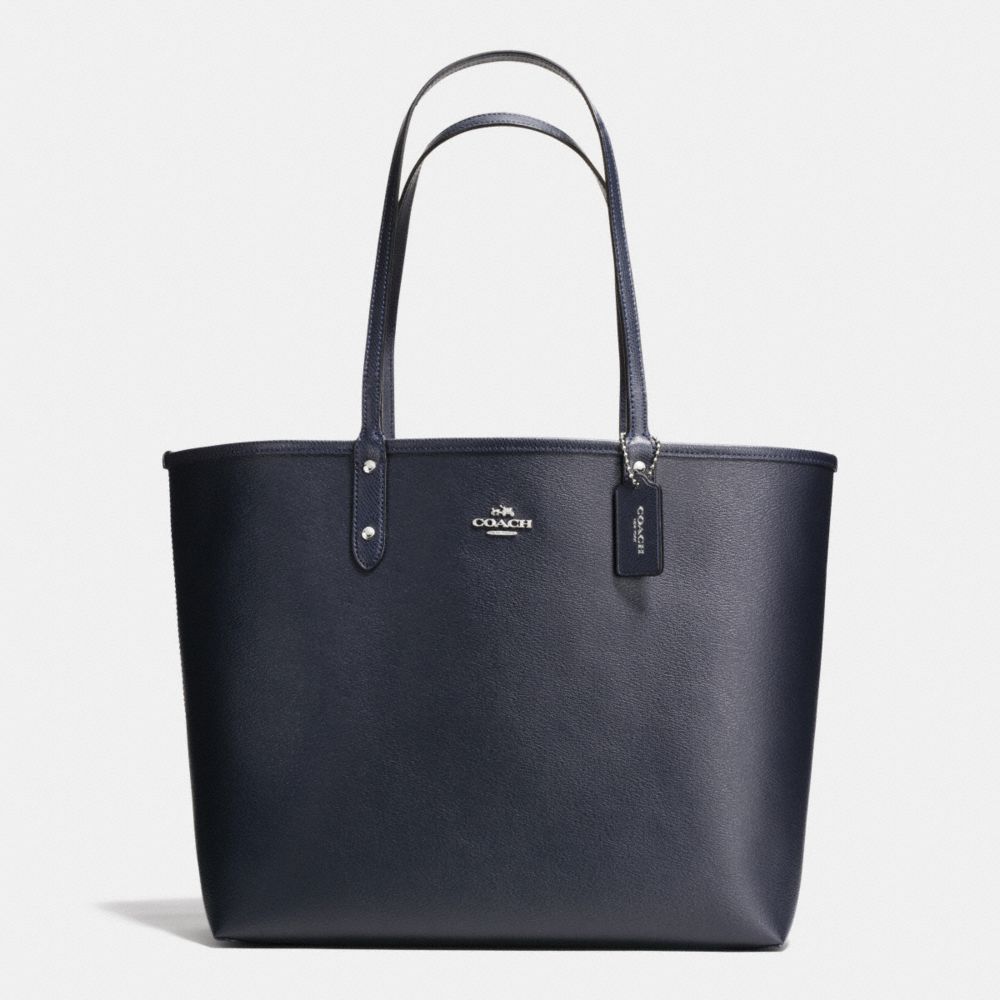 COACH F36609 Reversible City Tote In Coated Canvas SILVER/MIDNIGHT/SLATE