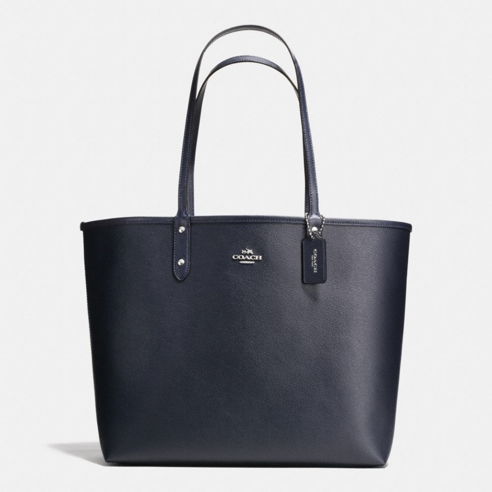 COACH f36609 REVERSIBLE CITY TOTE IN COATED CANVAS SILVER/MIDNIGHT/SLATE