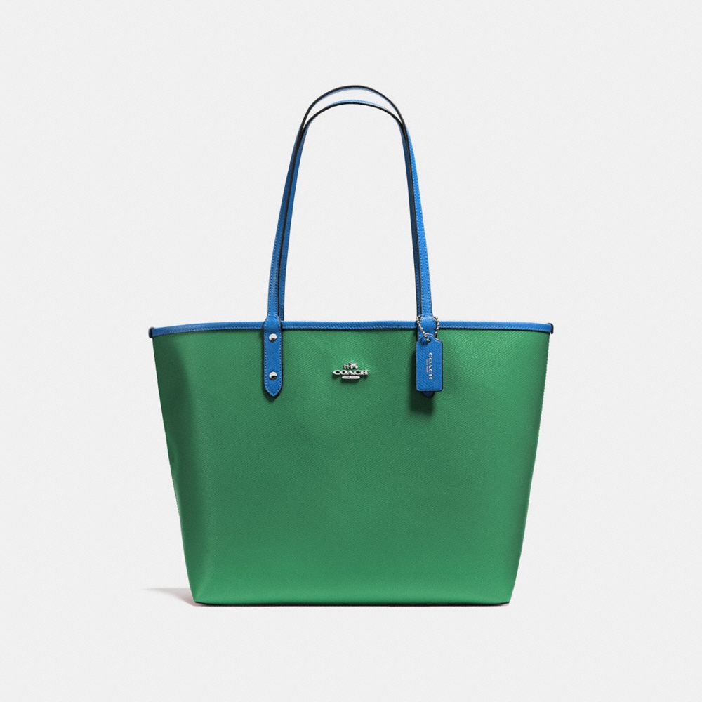 REVERSIBLE CITY TOTE IN COATED CANVAS - SILVER/JADE - COACH F36609