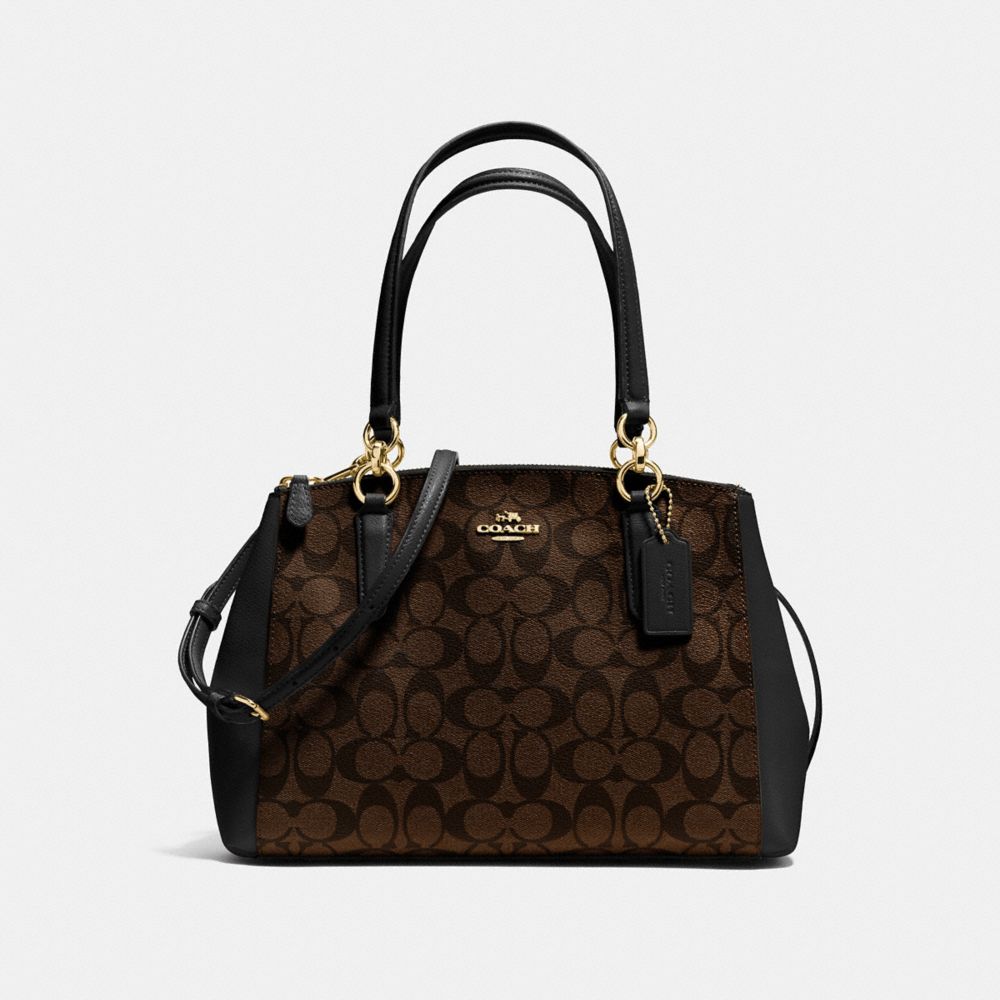 COACH F36619 Small Christie Carryall In Signature IMITATION GOLD/BROWN/BLACK