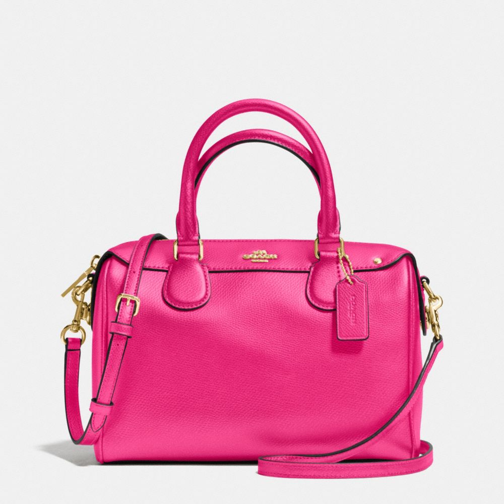 MINI BENNETT SATCHEL IN CROSSGRAIN LEATHER - IMITATION GOLD/PINK RUBY - COACH F36624