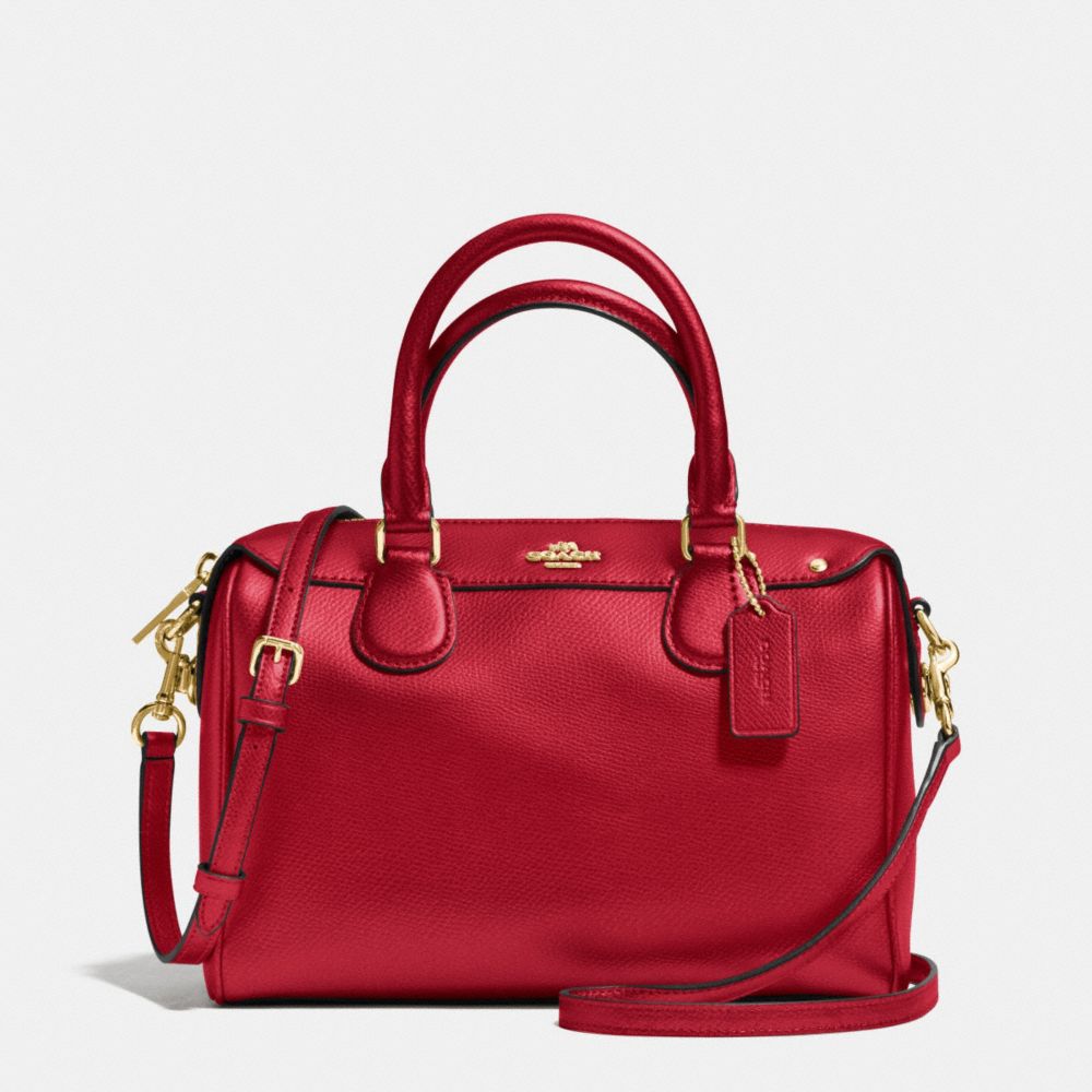 MINI BENNETT SATCHEL IN CROSSGRAIN LEATHER - IMITATION GOLD/TRUE RED - COACH F36624