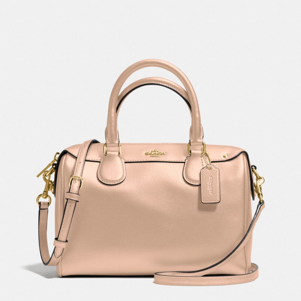 MINI BENNETT SATCHEL IN CROSSGRAIN LEATHER - f36624 - IMITATION GOLD/BEECHWOOD