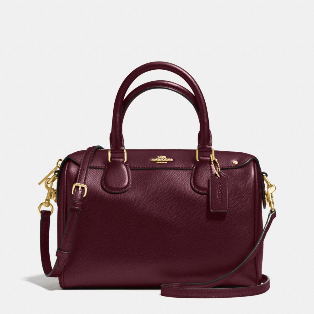 COACH F36624 Mini Bennett Satchel In Crossgrain Leather IMITATION GOLD/OXBLOOD