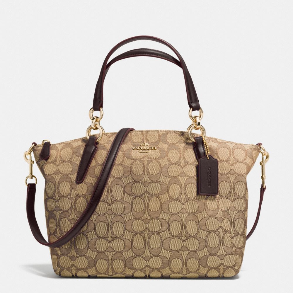 SMALL KELSEY SATCHEL IN SIGNATURE - f36625 - IMITATION GOLD/KHAKI/BROWN