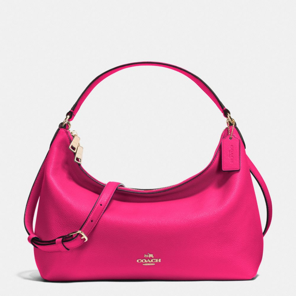 SMALL EAST/WEST CELESTE CONVERTIBLE HOBO IN PEBBLE LEATHER - f36628 - IMITATION GOLD/PINK RUBY