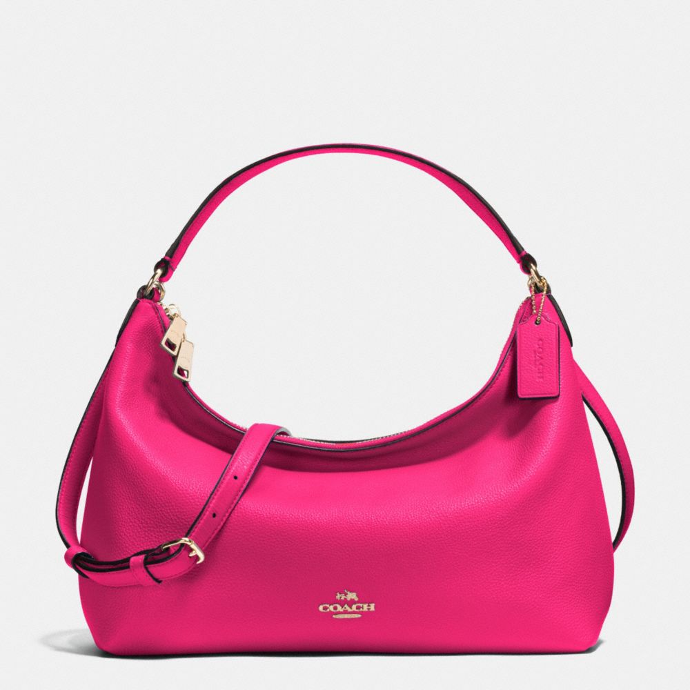 COACH SMALL EAST/WEST CELESTE CONVERTIBLE HOBO IN PEBBLE LEATHER - IMITATION GOLD/PINK RUBY - F36628