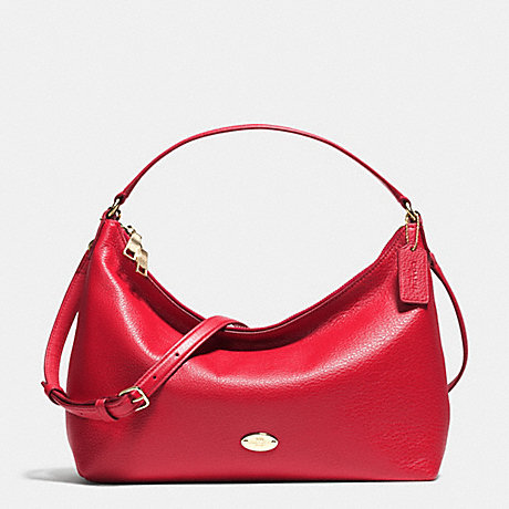 COACH f36628 EAST/WEST CELESTE CONVERTIBLE HOBO IN PEBBLE LEATHER IMITATION GOLD/CLASSIC RED