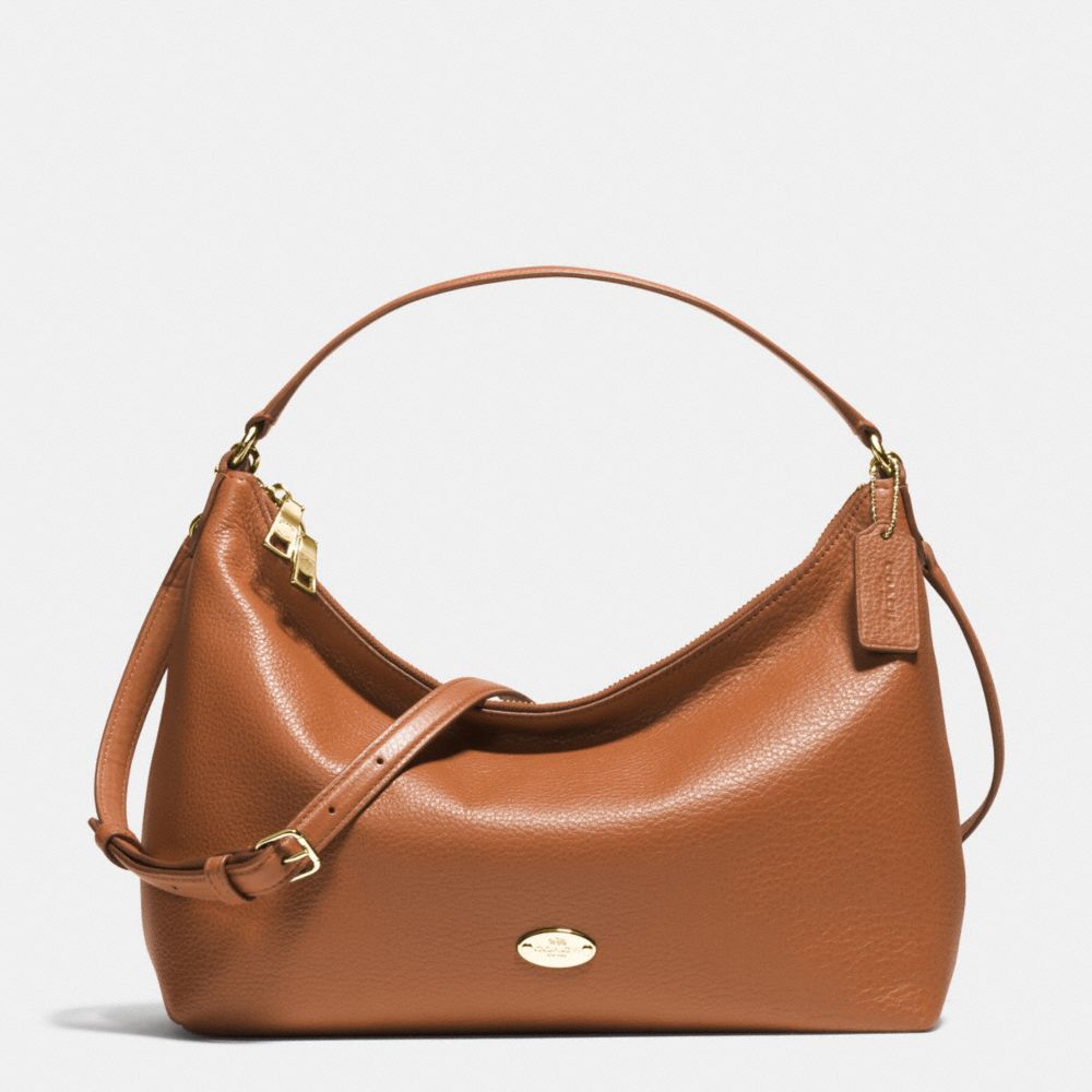 COACH f36628 EAST/WEST CELESTE CONVERTIBLE HOBO IN PEBBLE LEATHER IMITATION GOLD/SADDLE