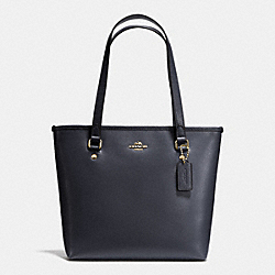 COACH ZIP TOP TOTE IN CROSSGRAIN LEATHER - IMITATION GOLD/MIDNIGHT - F36632