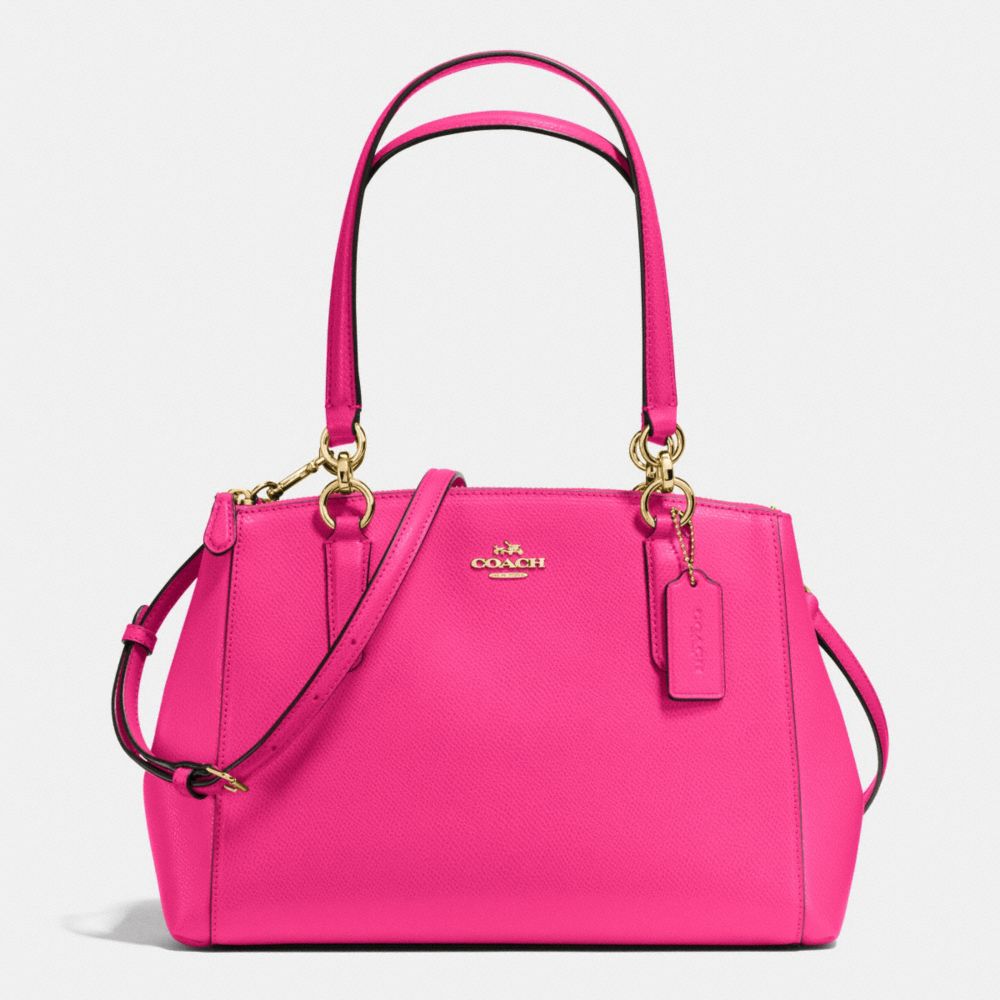 COACH F36637 - SMALL CHRISTIE CARRYALL IN CROSSGRAIN LEATHER IMITATION GOLD/PINK RUBY