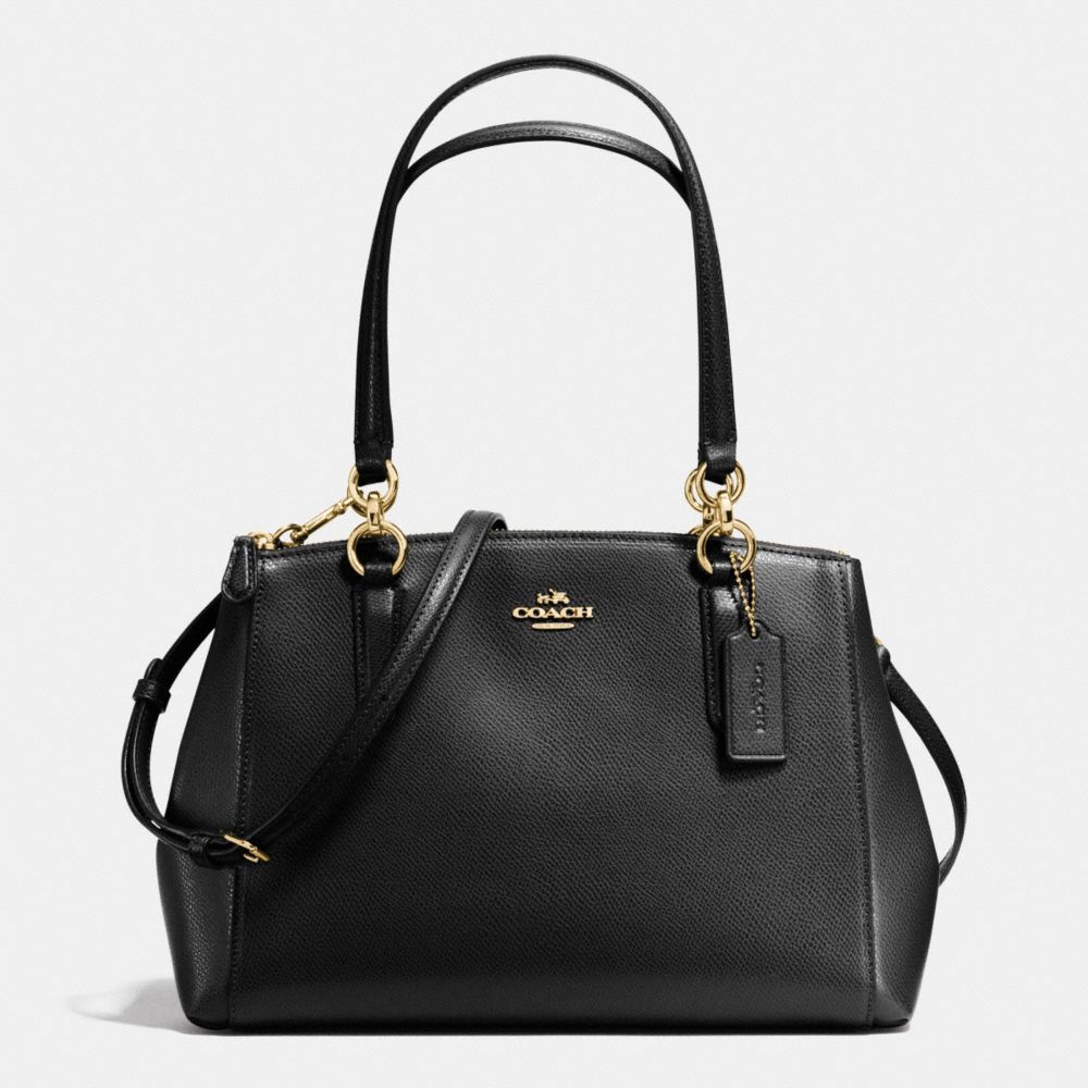 COACH F36637 - SMALL CHRISTIE CARRYALL IN CROSSGRAIN LEATHER IMITATION GOLD/BLACK