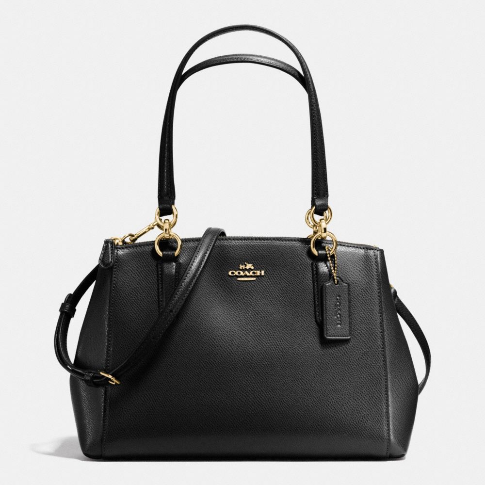 COACH f36637 SMALL CHRISTIE CARRYALL IN CROSSGRAIN LEATHER IMITATION GOLD/BLACK