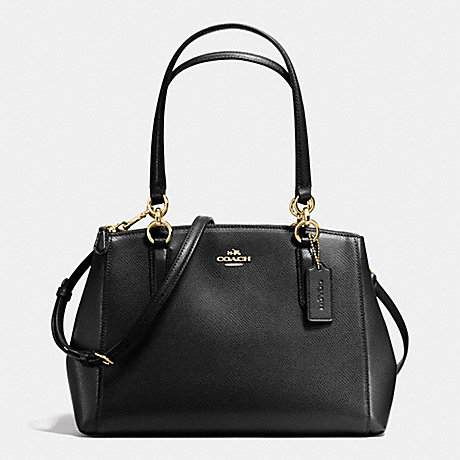 COACH F36637 SMALL CHRISTIE CARRYALL IN CROSSGRAIN LEATHER IMITATION-GOLD/BLACK