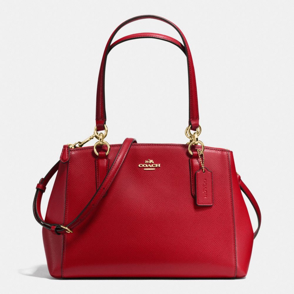 COACH F36637 - SMALL CHRISTIE CARRYALL IN CROSSGRAIN LEATHER IMITATION GOLD/TRUE RED