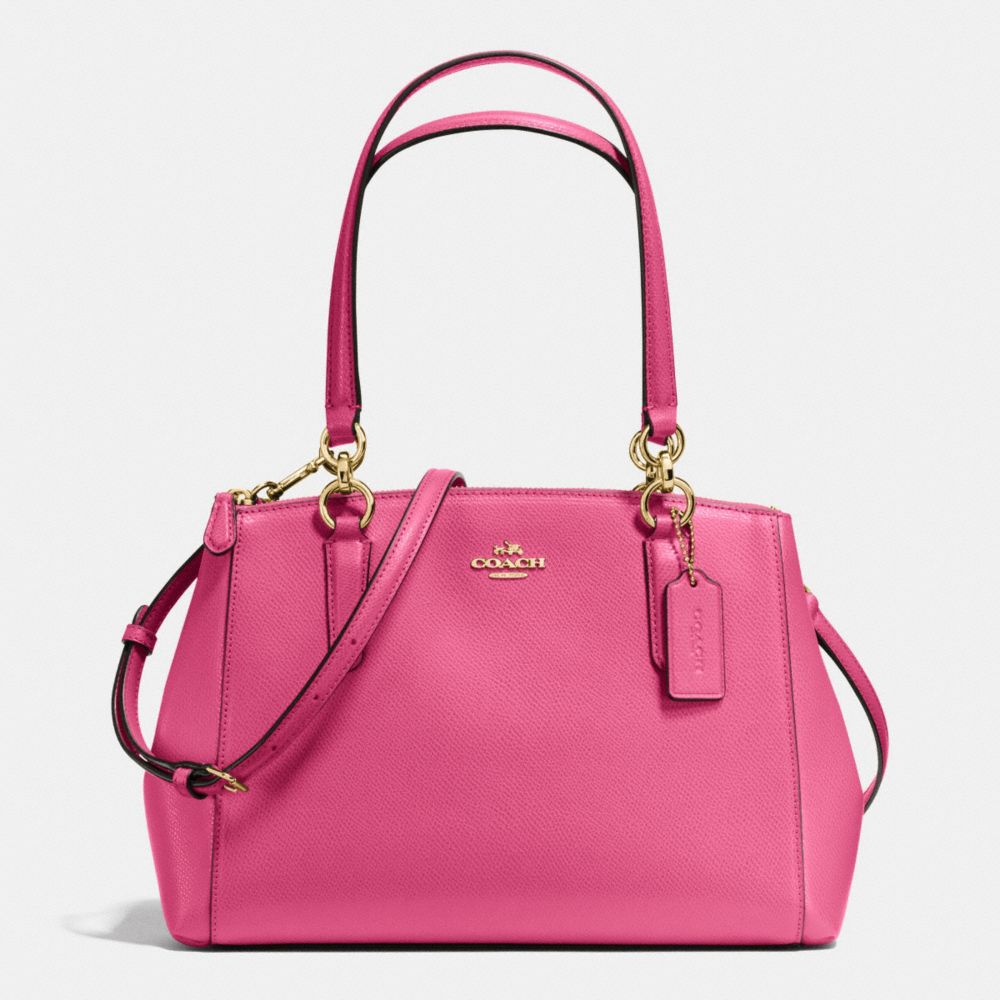 SMALL CHRISTIE CARRYALL IN CROSSGRAIN LEATHER - IMITATION GOLD/DAHLIA - COACH F36637