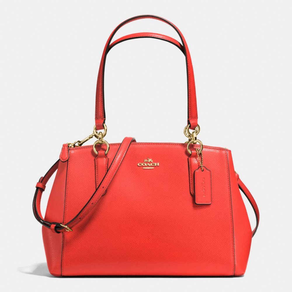 COACH F36637 SMALL CHRISTIE CARRYALL IN CROSSGRAIN LEATHER IMITATION-GOLD/CARMINE