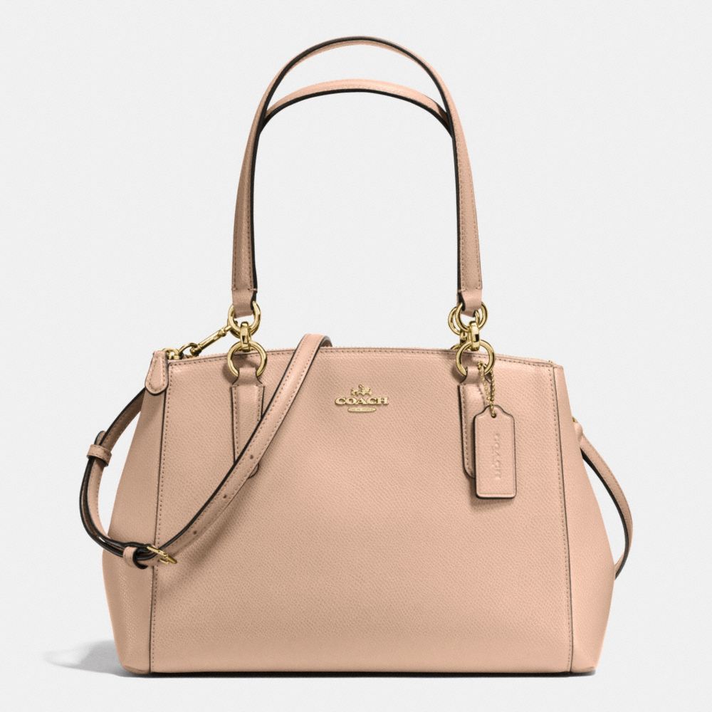 SMALL CHRISTIE CARRYALL IN CROSSGRAIN LEATHER - IMITATION GOLD/BEECHWOOD - COACH F36637