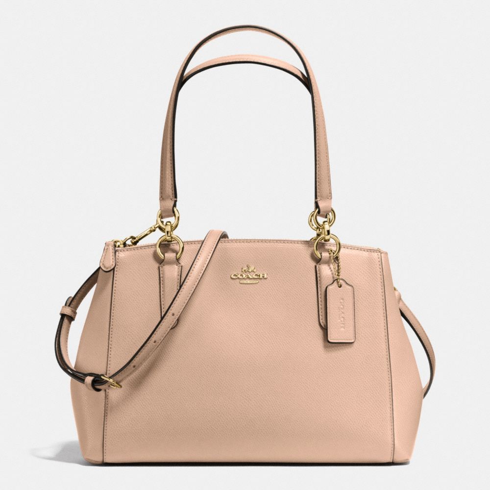 COACH f36637 SMALL CHRISTIE CARRYALL IN CROSSGRAIN LEATHER IMITATION GOLD/BEECHWOOD