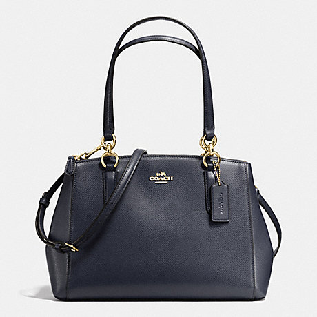 COACH SMALL CHRISTIE CARRYALL IN CROSSGRAIN LEATHER - IMITATION GOLD/MIDNIGHT - f36637
