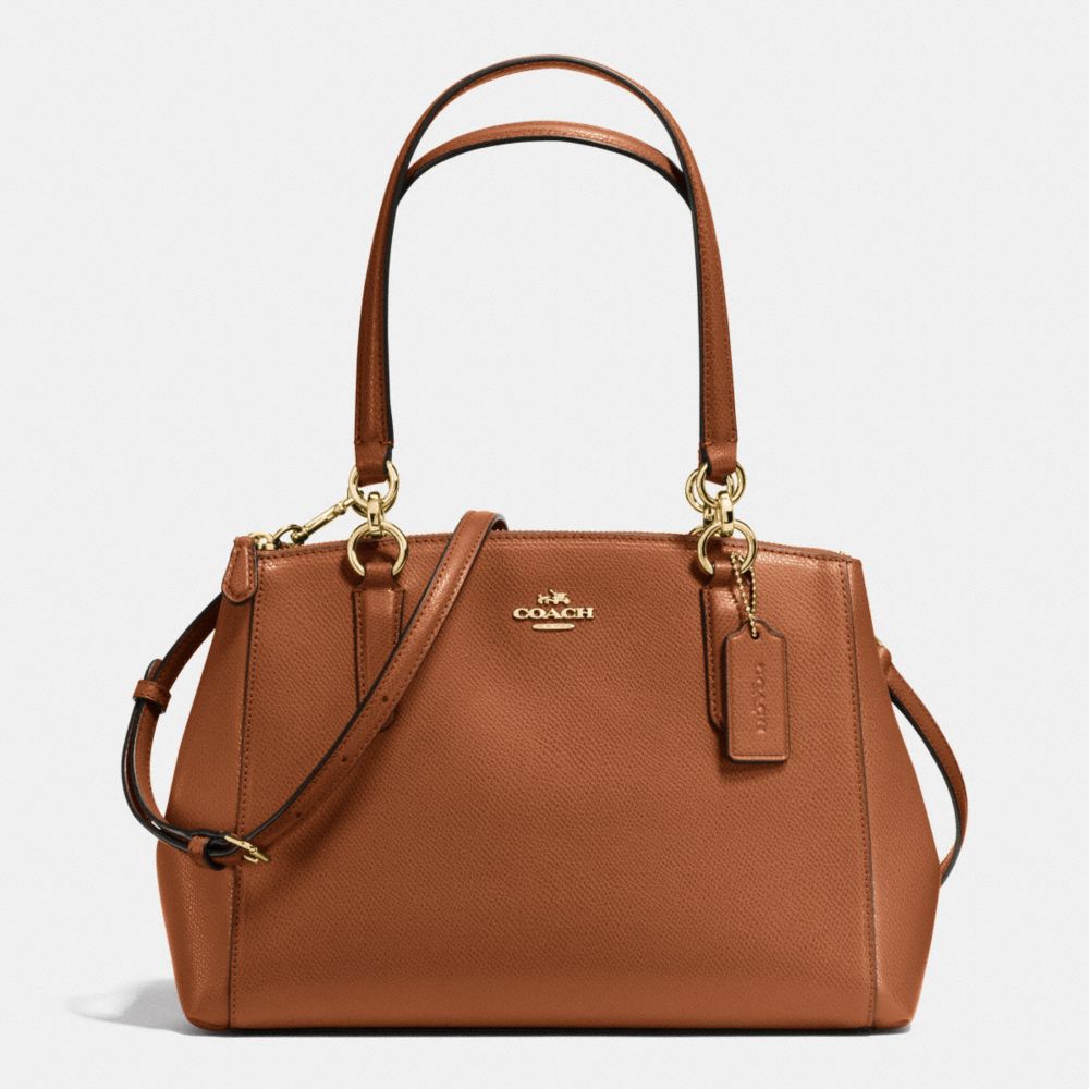 SMALL CHRISTIE CARRYALL IN CROSSGRAIN LEATHER - f36637 - IMITATION GOLD/SADDLE