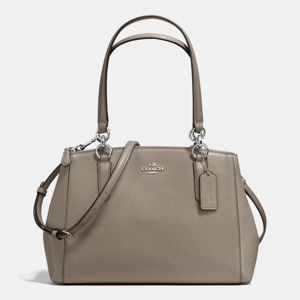 SMALL CHRISTIE CARRYALL IN CROSSGRAIN LEATHER - SILVER/FOG - COACH F36637