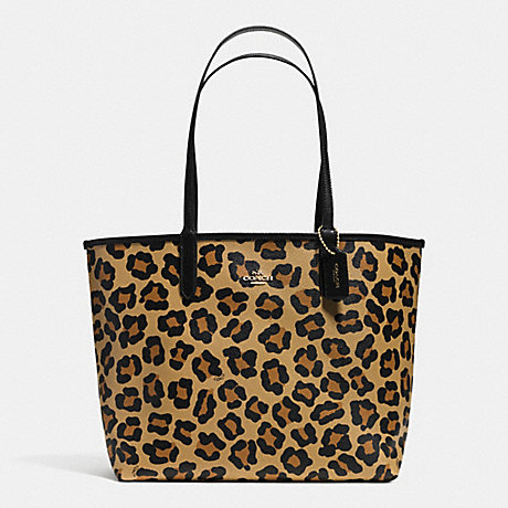 COACH f36643 REVERSIBLE CITY TOTE IN WILD BEAST PRINT CANVAS IMITATION GOLD/BLACK/NEUTRAL