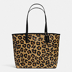 REVERSIBLE CITY TOTE IN WILD BEAST PRINT CANVAS - f36643 - IMITATION GOLD/BLACK/NEUTRAL