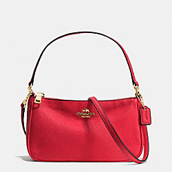 COACH F36645 Top Handle Pouch In Pebble Leather IMITATION GOLD/CLASSIC RED