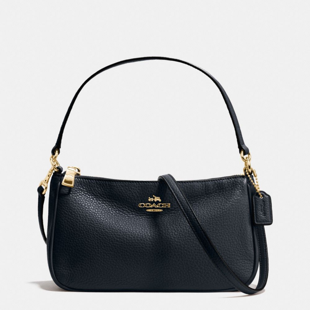 COACH F36645 TOP HANDLE POUCH IN PEBBLE LEATHER IMITATION-GOLD/MIDNIGHT