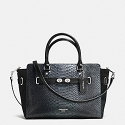 BLAKE CARRYALL IN METALLIC EXOTIC EMBOSSED LEATHER - f36655 - SILVER/BLACK/GUNMETAL