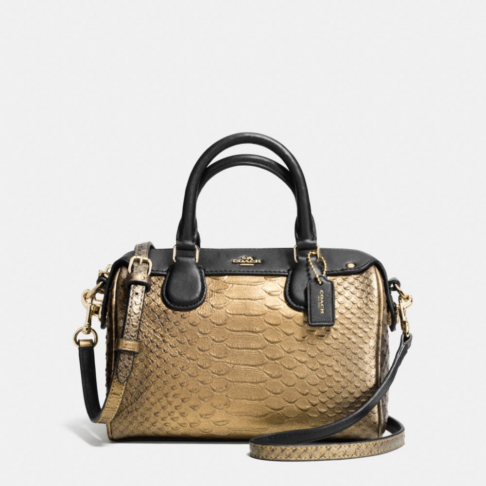 BABY BENNETT SATCHEL IN METALLIC SNAKE EMBOSSED LEATHER - f36657 - IMITATION GOLD/GOLD