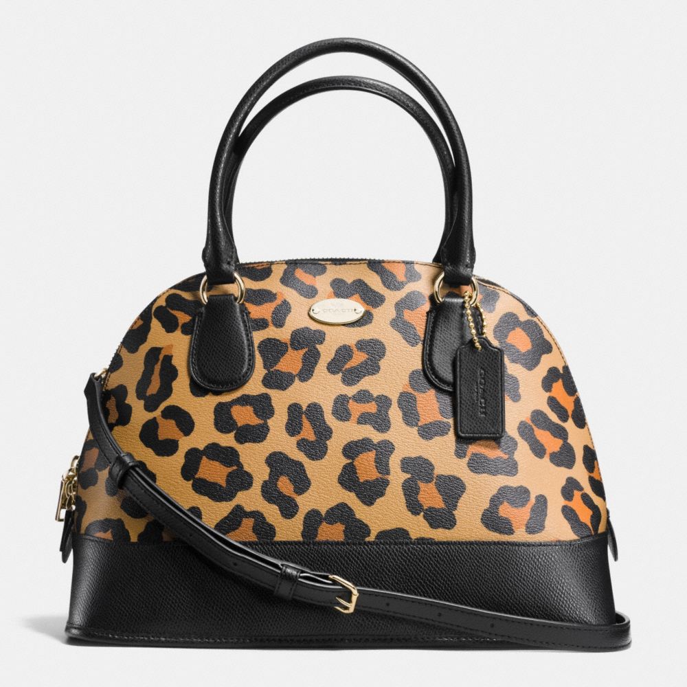 CORA DOMED SATCHEL IN OCELOT PRINT HAIRCALF - f36660 - IMITATION GOLD/NEUTRAL