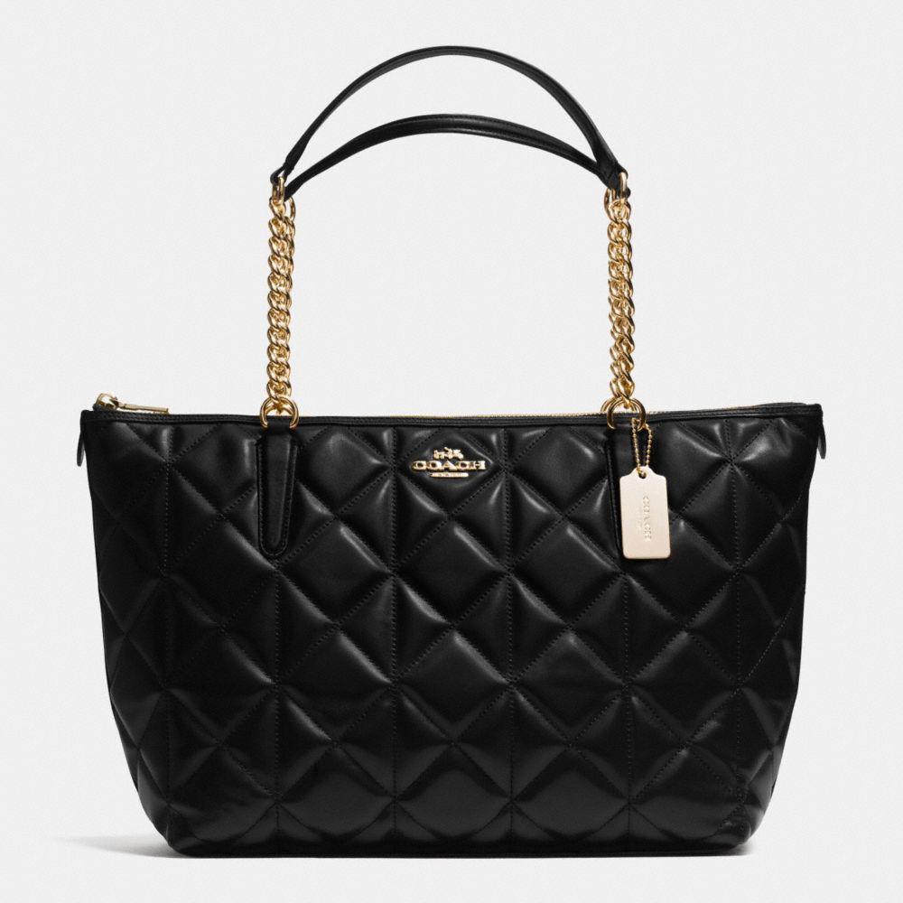 COACH F36661 Ava Chain Tote In Quilted Leather IMITATION GOLD/BLACK