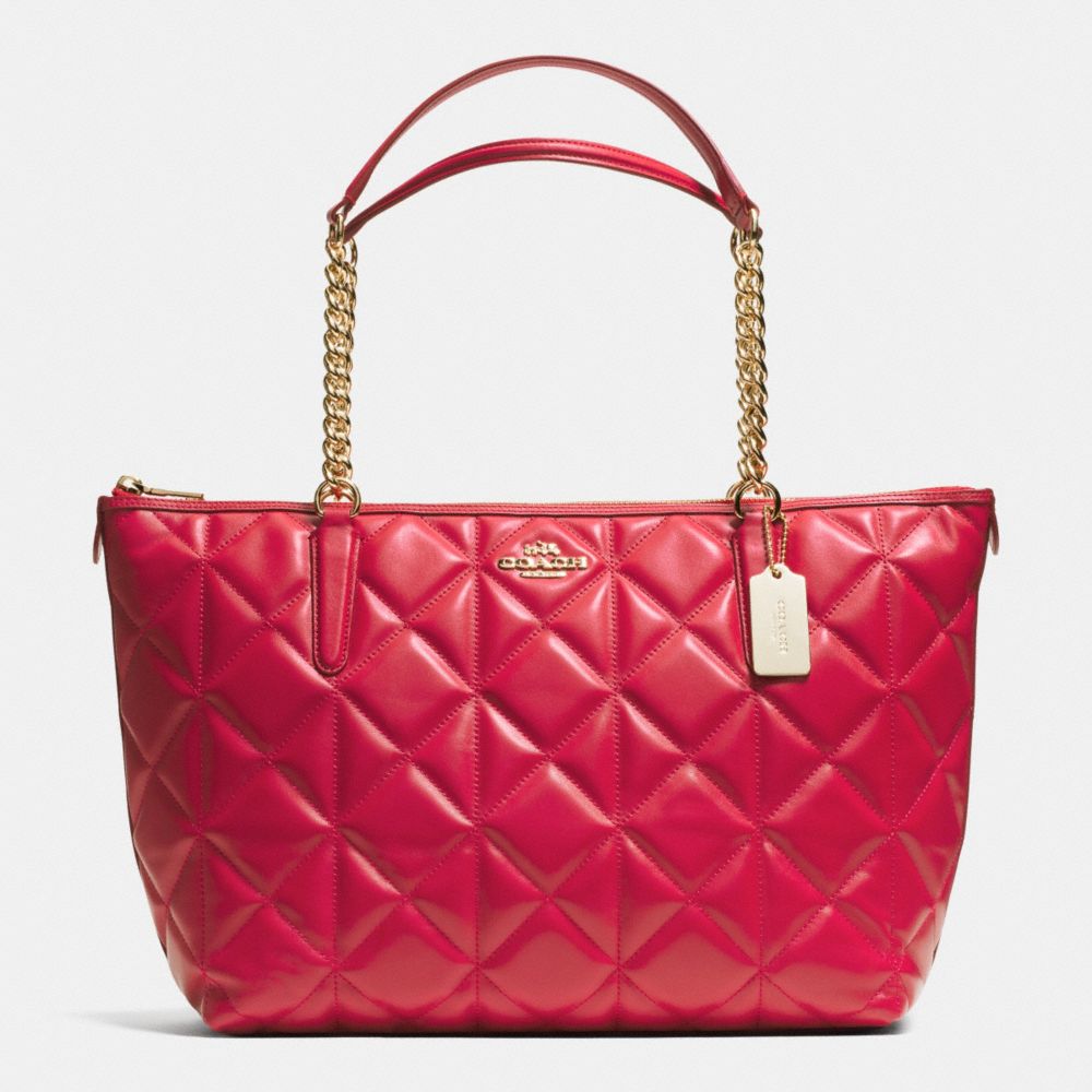 COACH F36661 AVA CHAIN TOTE IN QUILTED LEATHER IMITATION-GOLD/CLASSIC-RED